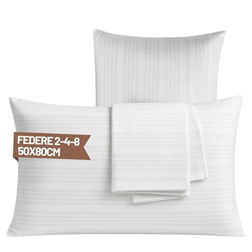 SONIT - Copricuscino Letto - Federe Cuscino per Camera - Coprifedere Cuscini Letto Con Cerniera - 2 Pezzi - Dimensione 50x80