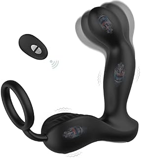3 in 1 Prostate Massager with 10 Vibrating Modes & 7 Wagging Patterns for Men Prostate Stimulation, Remote Control Anal Vibrator Silicone P-spot Stimulator with Cock Ring for Versatile Play