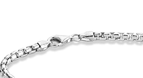 Miabella Solid 925 Sterling Silver Italian 3.5Mm Square Rolo Link Round Box Chain Bracelet For Women Men, 7, 7.5, 8, 8.5, 9 Inch Made In Italy (8.5, Sterling Silver) #TOP1