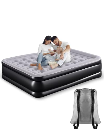 Inflatable Mattress, 203x157x47cm Air Bed Double With Built In Pump, 3 Mins Fast Inflation Blow Up Bed Double, Headrest Design Queen Size Airbed, Air Mattress , Inflatable Beds For Home Camping Travel