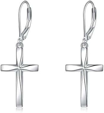 Cross Earrings S925 Sterling Silver Origami Cross Dangle Drop Earring Gifts for Women