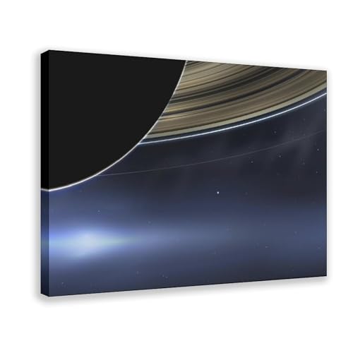 Toile Earth From Saturn Rings WCYB grand format bleu pâle