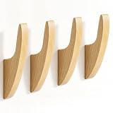 SAUNNIHEN 4 St&uuml;ck Kleiderhaken Einzeln, Garderobenhaken Holz, Multifunktionaler Wandhaken Vintage, Handtuchhaken, Garderobe f&uuml;r Schlafzimmer, Wohnzimmer, Flur (Einfacher Haken)