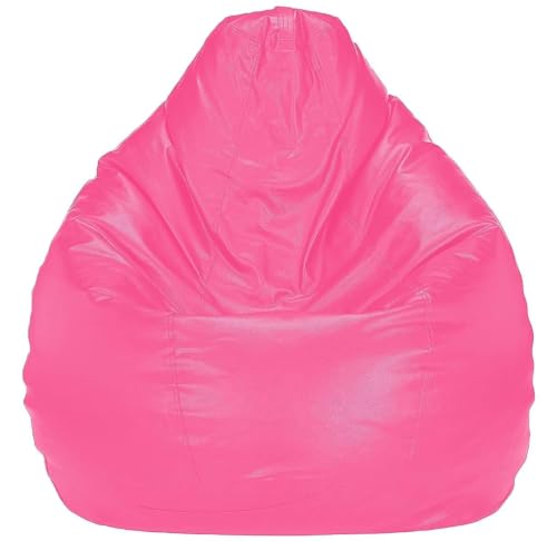Image of Casa Copenhagen Premium Leather Bean Bag Chair, Filled with Beans | Capacity: Upto 7 Ft Height, 200 KG Weight | 5XL | Robotic Pink