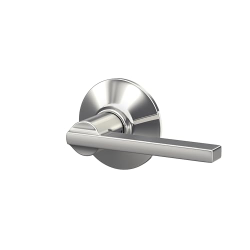Image of SCHLAGE Latitude Hall /Closet Passage Door Handle, Reversible, Bright Chrome | Hall or closet lever door handle with no lock, Easy to install, Certified durability, Universal fit