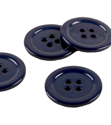 MYMERCERIE Set di 3 Bottoni Rotondi 100% Madreperla Blu Navy – Misura 18 mm