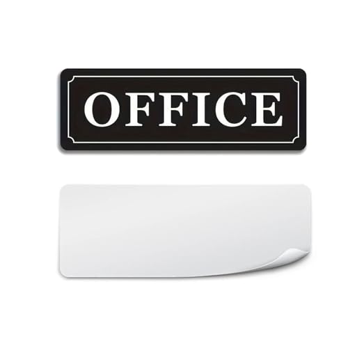 Image of Blank Acrylic Office Door Sign, 9x3 Inch Professional Self Adhesive Name Plate, Black Customizable Wall Door Window Cubicle Sign for Home Office Business Medical Clinic Workplace
