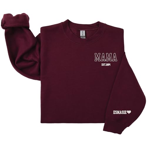 Custom Embroidered Est Sweatshirt for Mom, Gifts for Mom's, Best Personalized Gifts for Mommy, Customized Gifts for Moms2