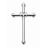 Cathedral Art Wedding Wall Cross, Entwined Rings Silver Metal Cross, 8 Inches, 0.40' x 4.50'
