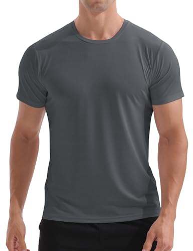 Image of APTRO Men’s Gym T-Shirts Running T Shirt for Men Quick Dry Moisture Wicking Breathable Tops Workout Shirt Short Sleeve Grey 3XL