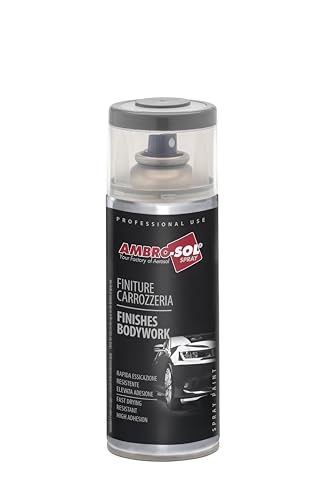 Ambro-Sol V400FAS2 Smalto / Vernice Finiture Carrozzeria, Indicata per Riverniciare Paraurti, Fasce Laterali e Spoilers, Bomboletta Spray in Banda Stagnata Riciclabile 400 ml, Grigio Chiaro Goffrato
