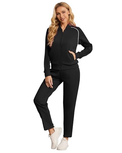 BASICDOT Women's Two Piece Tracksuit Long Sleeve Zip Up Sweatshirt Long Pants Outfits Jogger Sweatsuit Sets 7005A-XXL