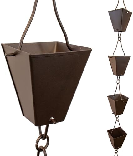Nutshell Stores Tapered Square Cups Rain Chain - Bronze - 12 Feet