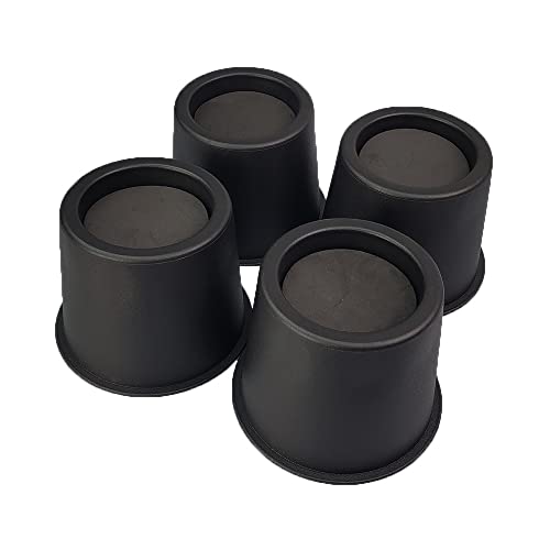 aspeike Runde Bett- und Möbelerhöhungen, 10,2 cm, 4 Stück, aus Kunststoff, hebt bis zu 1,814 kg, langlebiger, robuster, robuster, schwarzer Ständer Cover