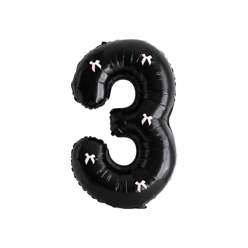 PLAP Birthday Number Balloon Bow Black Party Supplies 32 "Birthday Number Decoration (Number 3)