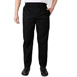 M&Catree Pantalon de Chef Homme Pantalon de Cuisine Pantalon de Travail Respirant Uniformes de Cuisine de Restaurant - Noir | Élastique, M
