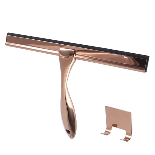 WRITWAA Stainless Steel Bathroom Squeegee with Copper Silicone Handle, Double-Sided Shower Door and Glass Cleaner, Window Wiper for Mirror and Tile Cleaning