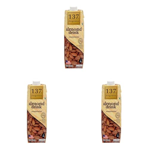Image of 137 Degrees Almond Drink Unsweetened | Lactose Free | Gluten Free | No Preservatives | Zero Cholesterol | Dairy Free| 100% Vegan | Source of Calcium & Vitamins - Pack of 3