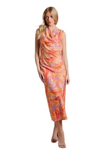 Image of Dorothy Perkins Cowl Neck Sleeveless Midi Dress, 12, Tropical Orange
