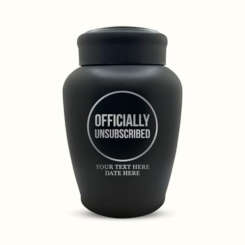 Personalized Human Cremation Urn For Adult Ashes - Engraved Black Stainless Urn Vessel with Name & Funny humorous Video Game Officially Unsubscribed Design - Gaming Legends Remains Up to 150 lbs