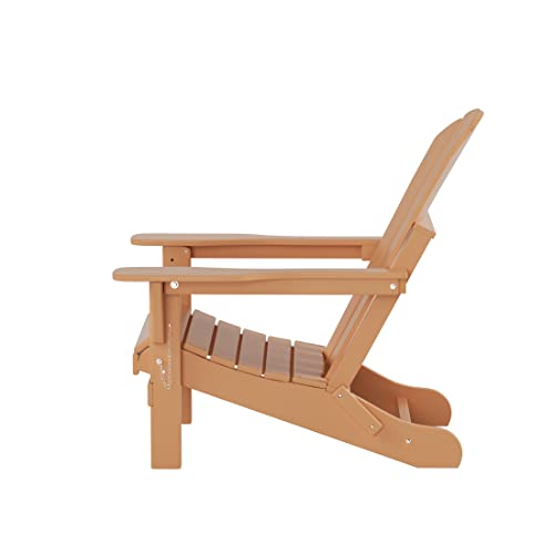 Westintrends Outdoor Adirondack Chair, Plastic Fire Pit Chair, Weather Resistant Folding Patio Lawn Chair For Outside Deck Garden Backyard Balcony, Teak #TOP6