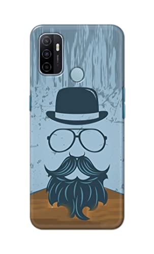 Image of PRINTFIDAA Mustache Beard and Hairstyle Hipster in Glasses Printed Designer Hard Case for Oppo A32 / Oppo A33 Back Cover -(e) RPM1002