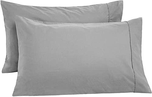 Image of Bhoomi Impex Microfiber Pillow Covers Pack of 2, 1800 Series Soft & Smooth Pillowcases, Light Grey, 20 x 30 Inch