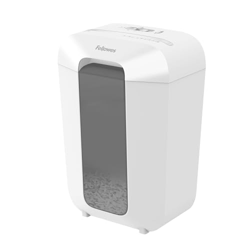 Fellowes LX70 - Trituradora de Papel, Corte en partículas, destruye hasta 11 Hojas, destructora de Papel Uso Personal, Papelera 18L, Nivel de Seguridad DIN-P4, con Bloqueo de Seguridad, Color Blanco