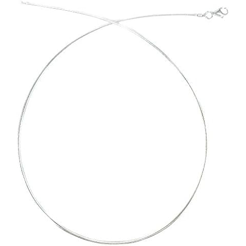 JOSCO 16,18,20,22,24 inches, 1mm Round Omega Sterling Silver Italian Necklace .925 Chain (18 Inches) Cover