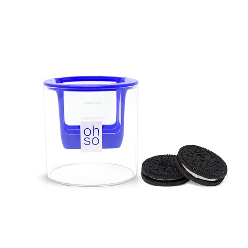 OHSO Little Cookie Dipper - 8 Oz Glass Dunker, 4 Milk Levels, Dunk 2 Cookies, Hands Free Dip