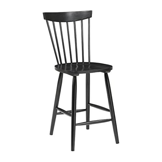 OSP Home Furnishings Eagle Ridge Traditional Windsor Style Solid Wood Counter-Height Stool, Single, Black