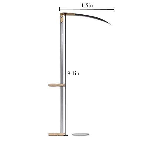 Estink Manual Steel Grass Sickle Kit, 4Ft 7 Inch Weed Scythe and Grinding Stone Held Sickle Tool for Garden Farm,Steel Blade Solid Wooden Handle