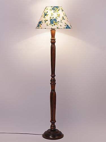 Image of Devansh Multicolor Cotton Conical Wooden Floor lamp -28
