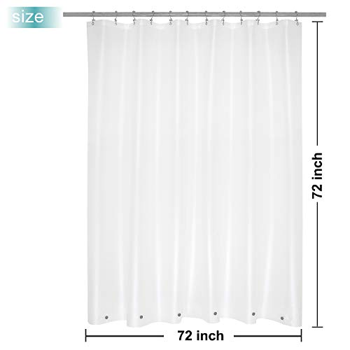 Mrs Awesome Frosted Shower Curtain Liner with 6 Magnets PEVA 8G Heavy Duty Thick Plastic Shower Curtain for Bathroom, Waterproof, 72x72, Frost