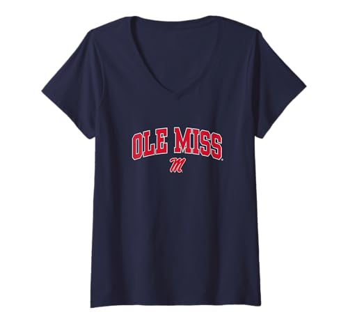 Womens Mississippi Ole Miss Rebels Womens Arch Over Navy V-Neck T-Shirt