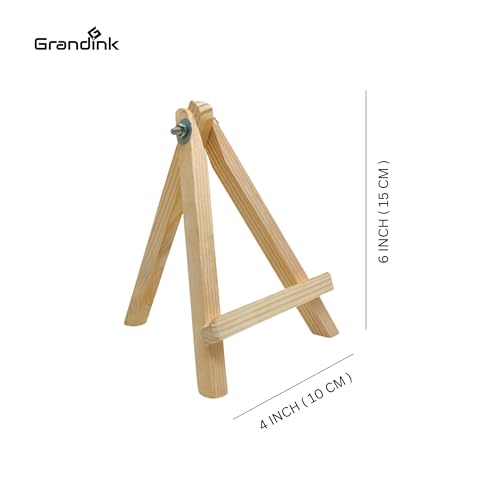 Image of Grandink 6 Inch Screw A-Frame Wooden Easel 12mm (Pack of 10) | Adjustable tabletop easels , ideal for painting, photos, signs, crafts, kids & students.
