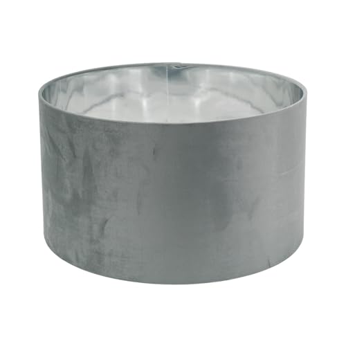 ValueLights | Reni Large Pendant Shade Grey Velvet & Chrome Inner with Warm White Bulb | Shades, Home Décor & Improvement Essential | Light Bulb Included | 450mm Shade Width