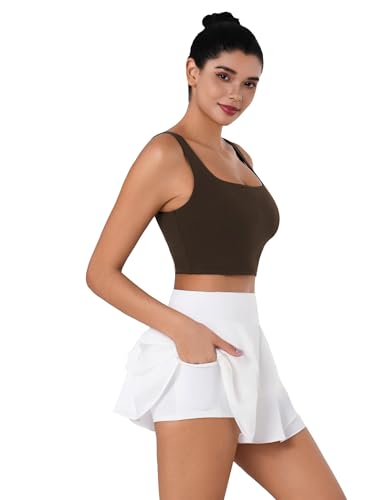 Image of Sunzel Square Neck Longline Sports Bra, Built-in Bra Crop Tank Top | Buttery Soft, Removable Pads, Light to Medium Support, Wide Straight Straps, Yoga, Pilates, Gym, Daily Wear