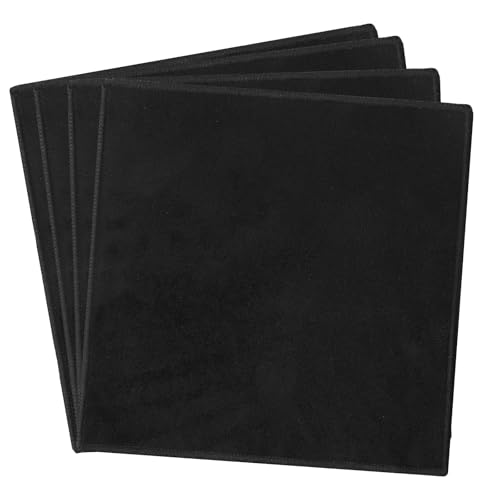 Breling 4 Pcs Bowling Shammy Pad Ball Rag Polishing Cloth,Black,Square