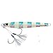 OCEAN CAT 1 PC Slow Fall Pitch Fishing Lures Sinking Lead Metal Flat Jigs Jigging Baits with Hook for Saltwater Fishing 4 Colors 160G/200G (Blue&Pink, 40g(1 2/5oz))