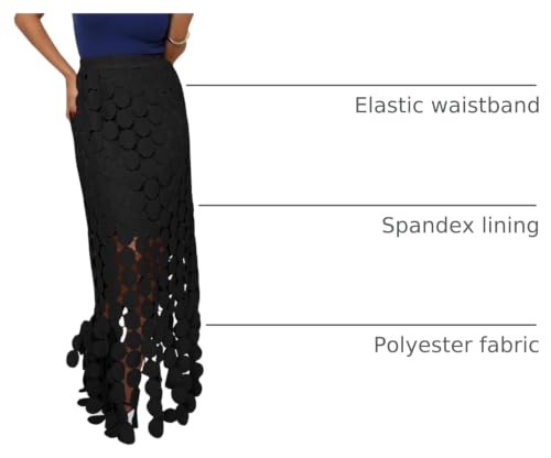 Image of Cicy Bell Womens Hollow Out Maxi Skirts Summer Boho Fringe Hem Long Skirt | High Waist,Circle Skirt,Casual,Dressy,Midi Skirt,Beach Vacation