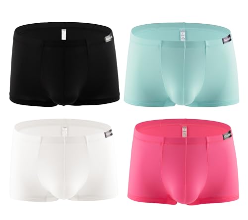 Men's Silky Boxer Briefs Short Leg Underwear Pack Health to Wear, 4pack-a03, Medium