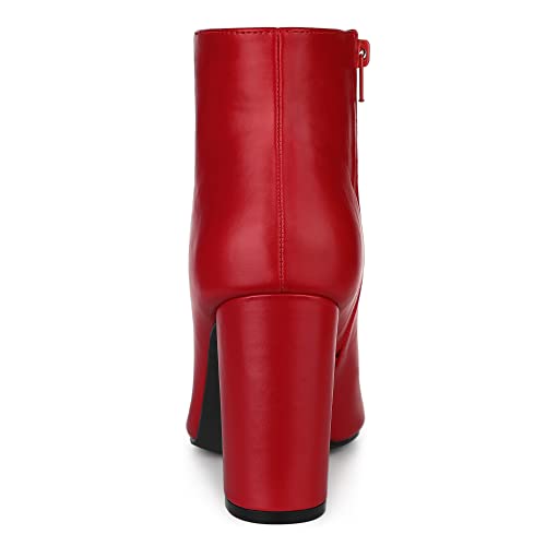 Allegra K Women's Pointed Toe Zipper Chunky High Heels Ankle Boots4