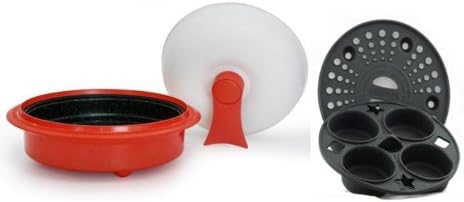 Microhearth 1.5-Quart Nonstick 4-piece Everyday Pan Set for Microwave Cooking, Red