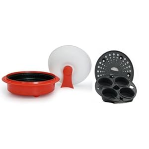 1.5-Quart Nonstick 4-piece Everyday Pan Set for Microwave Cooking, Red