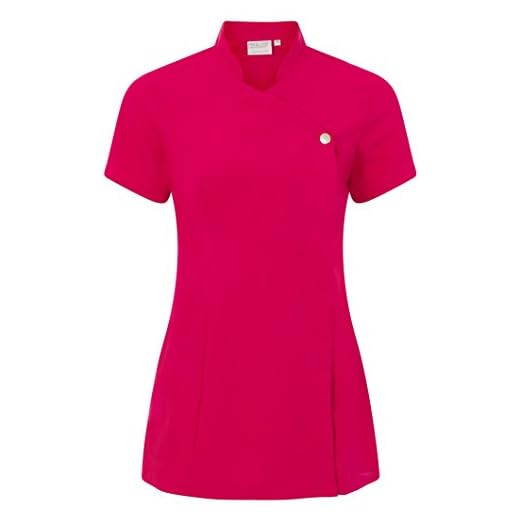 Press Stud Salon Tunic - Belleza Peluquería Masaje Terapeuta SPA Salud Trabajo Uniforme de uñas - Fucsia - 6