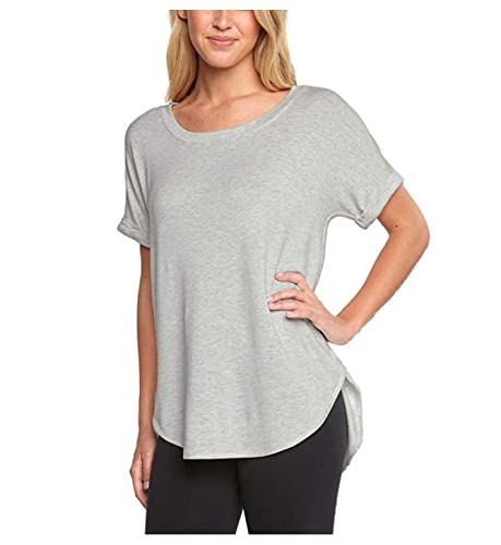 Matty M Women's Short Sleeve Rolled Cuff Tunic Top Shirt (Charcoal, Small) #TOP1