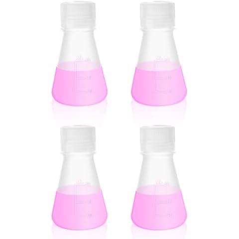 Labvida Plastic Erlenmeyer Flask Set with Screw Cap - 50ml Molded Graduations - 4 pcs, LVAH002 Cover