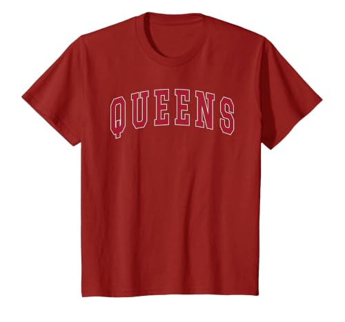 Queens New York Souvenir College Style Red Text T-Shirt, Youth, Cranberry Red, 3T