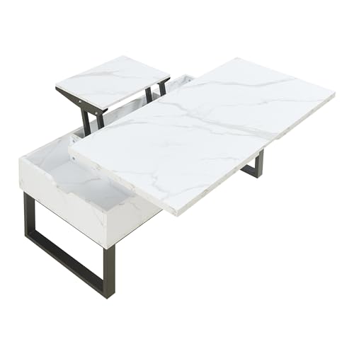 Variante de [en.casa] [en.casa] mesa de centro elevable y extensible Efecto mármol